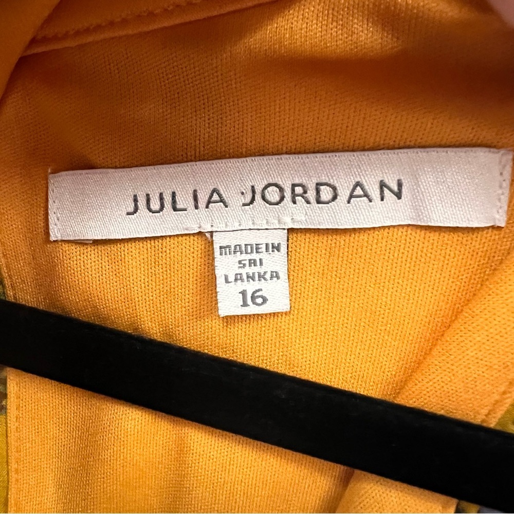 JULIA JORDAN maxi dress mustard yellow blue floral tiered lined chiffon size 16 - Picture 10 of 15